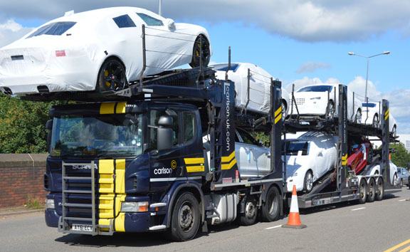 Jaguar car on Transporter