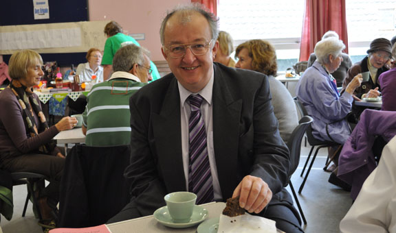 John Hemming enjoying his Coffee and Cake