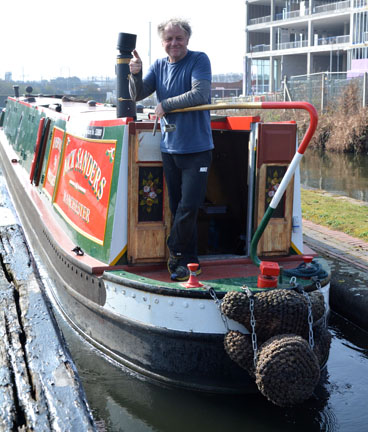 Nick on his
              Narrowboat
