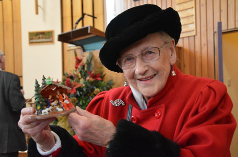 Audrey with Nativity bought in 1950s from Wolworths